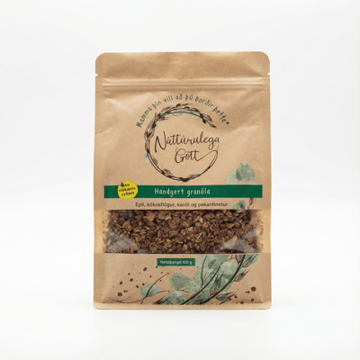 Náttúrulega Gott Handgert Granóla Epli, Kókosflögur, Kanill og Pekanhnetur 400 g