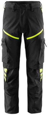 Fristads Haverdal vinnubuxur stretch, svartar/HiViz g