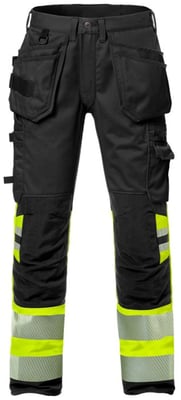 Fristads smíðabuxur teygju HiViz/svartar, dömu