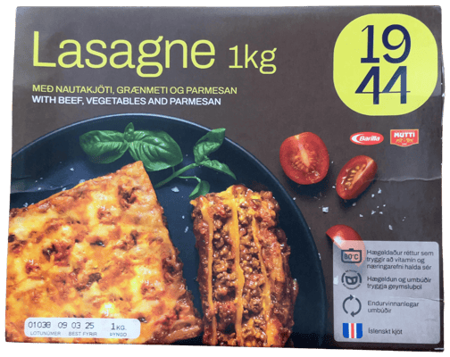 1944 Lasagne með nautakjöti, grænmeti og parmesan 1000 g