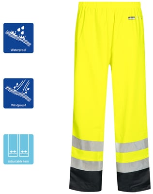 Lyngsoe regnbuxur HiViz gular/svartar