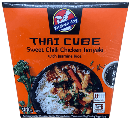 Kitchen Joy Thai Cube sætt chili kjúklinga-teriyaki með jasmínhrísgrjónum 350 g