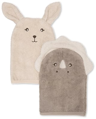 Michi washclothes/þvottapoki 2 stk Bunny and dino