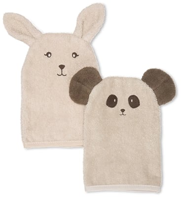 Michi washclothes/þvottapoki 2 stk Bunny and panda