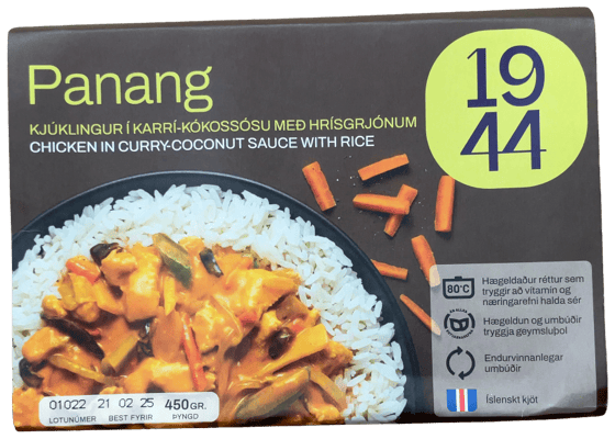 1944 Panang Kjúklingur í karrí-kókossósu með hrísgrjónum 450 g