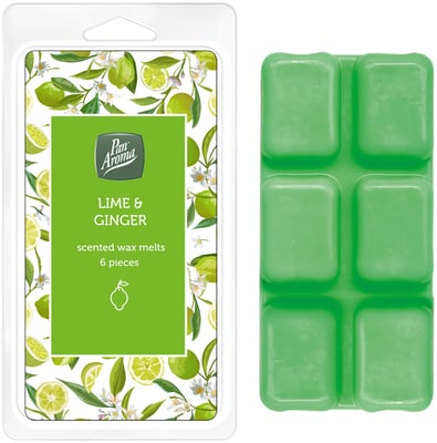 Pan Aroma vax kubbar fyrir ilmolíu lampa með ilm af Lime & Ginger 6 stk