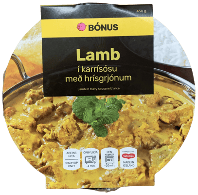 Bónus Lamb í karrísósu með hrísgrjónum 450 g