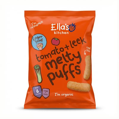 Ella's Kitchen lífrænir bráðnandi púðar með tómötum og blaðlauk 20 g