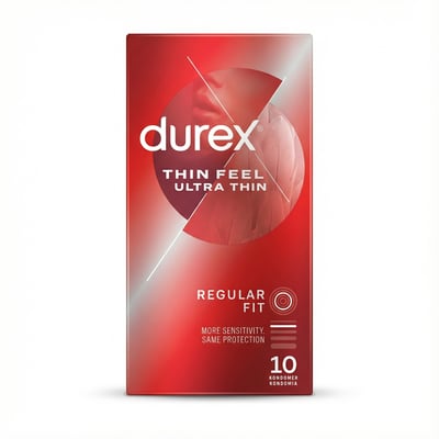 Durex Thin Feel ofurþunnir smokkar, venjuleg stærð, 10 stk