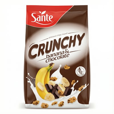 Sante stökkt múslí með banana og súkkulaði 350 g