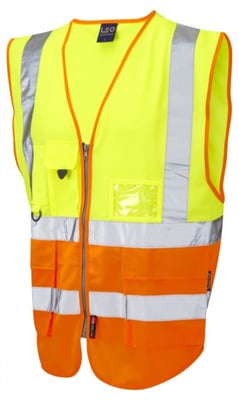 Lynton vesti með vösum og rennilás, HiViz gult/orange