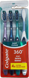 Colgate 360° Deep Clean Antibacterial Soft Toothbrushes, 4 pack