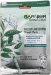 Garnier SkinActive Moisture Bomb ofurrakagefandi + jafnvægisstillandi andlitsmaski í örk 28 g