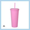 700ml glas með röri – 17 litir - A9