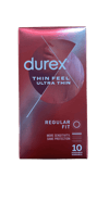 Durex Thin Feel ofurþunnir smokkar, venjuleg stærð, 10 stk