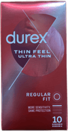 Durex Thin Feel ofurþunnir smokkar, venjuleg stærð, 10 stk
