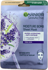 Garnier SkinActive Moisture Bomb ofurrakagefandi andlitsmaski í lakformi gegn þreytumerkjum með hýalúrónsýru + lavender 28 g