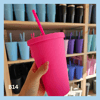 450ml glas með röri – 10 litir - B7