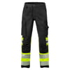 Fristads Stiby buxur með teygju HiViz gular/svartar