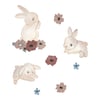 Wallsticker – Vegglímmiðar bunnies and flowers – beige
