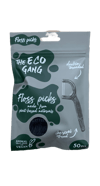 The Eco Gang plöntumiðaðir tannþráðapinnar með kolum, tvöfaldur þráður, 50 stk
