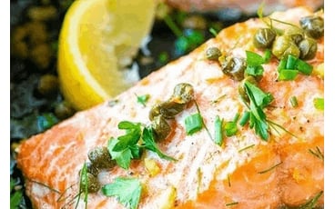 Sítrónubleikja með lauksmjöri og kartöflustöppu