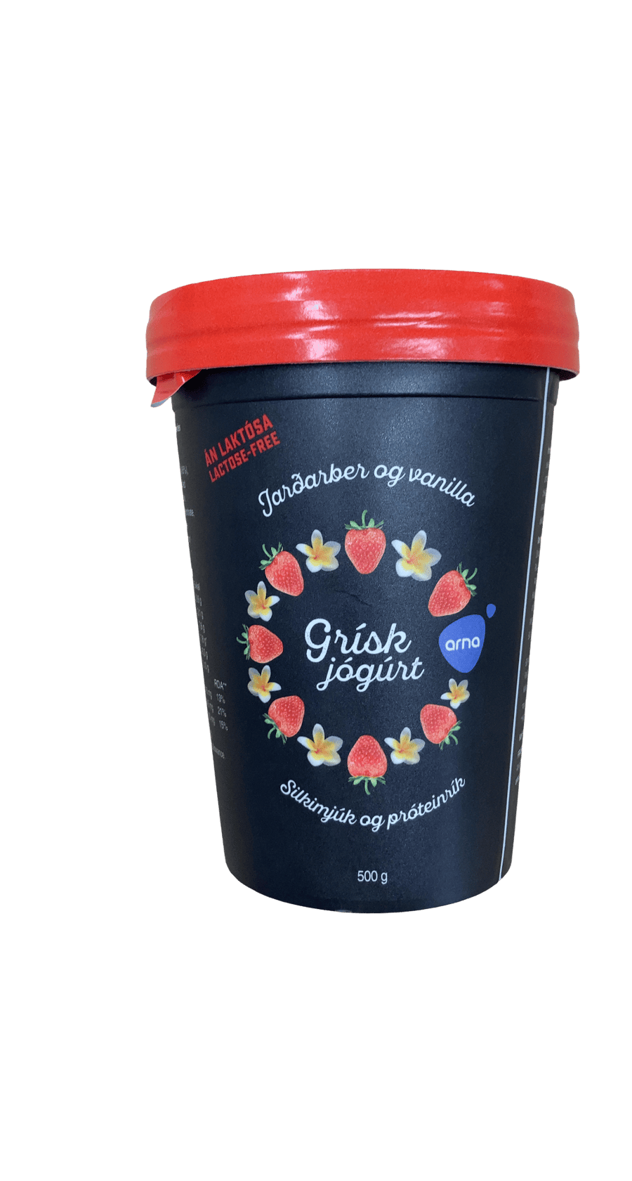 Arna Án laktósa grísk jógúrt jarðarber og vanilla 500 g