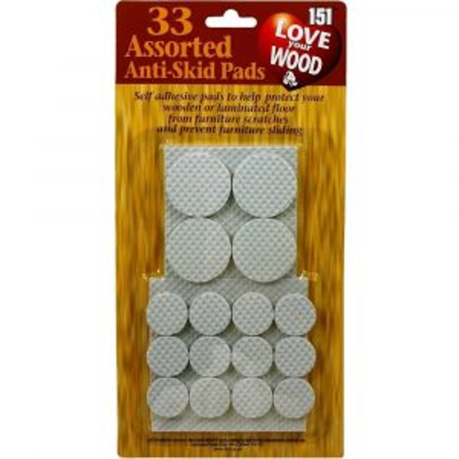 151 Anti Skid Pads Sjálflímandi gúmmí púðar undir húsgögn 33 stk