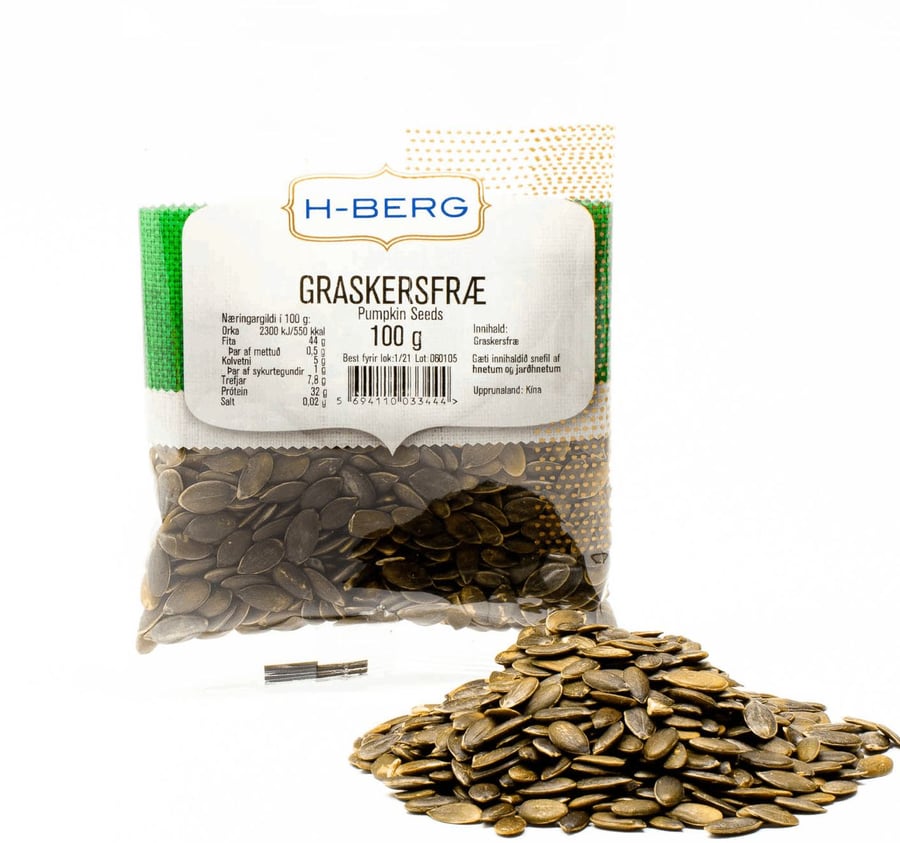 H-Berg graskerfræ 100 gr ristuð