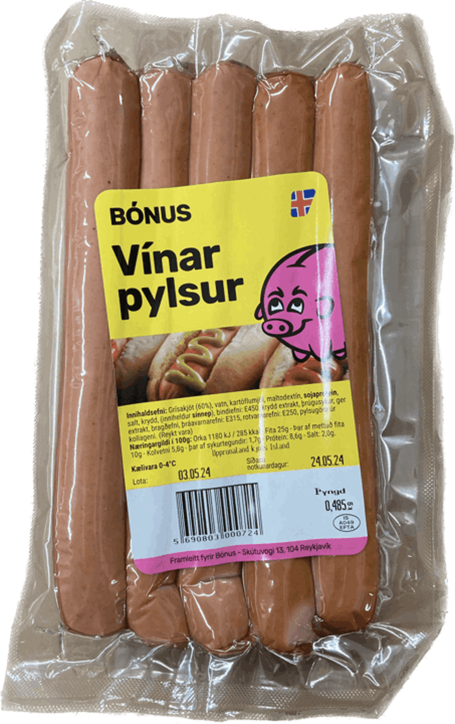 Bónus vínar pylsur 10 stk 485 gr