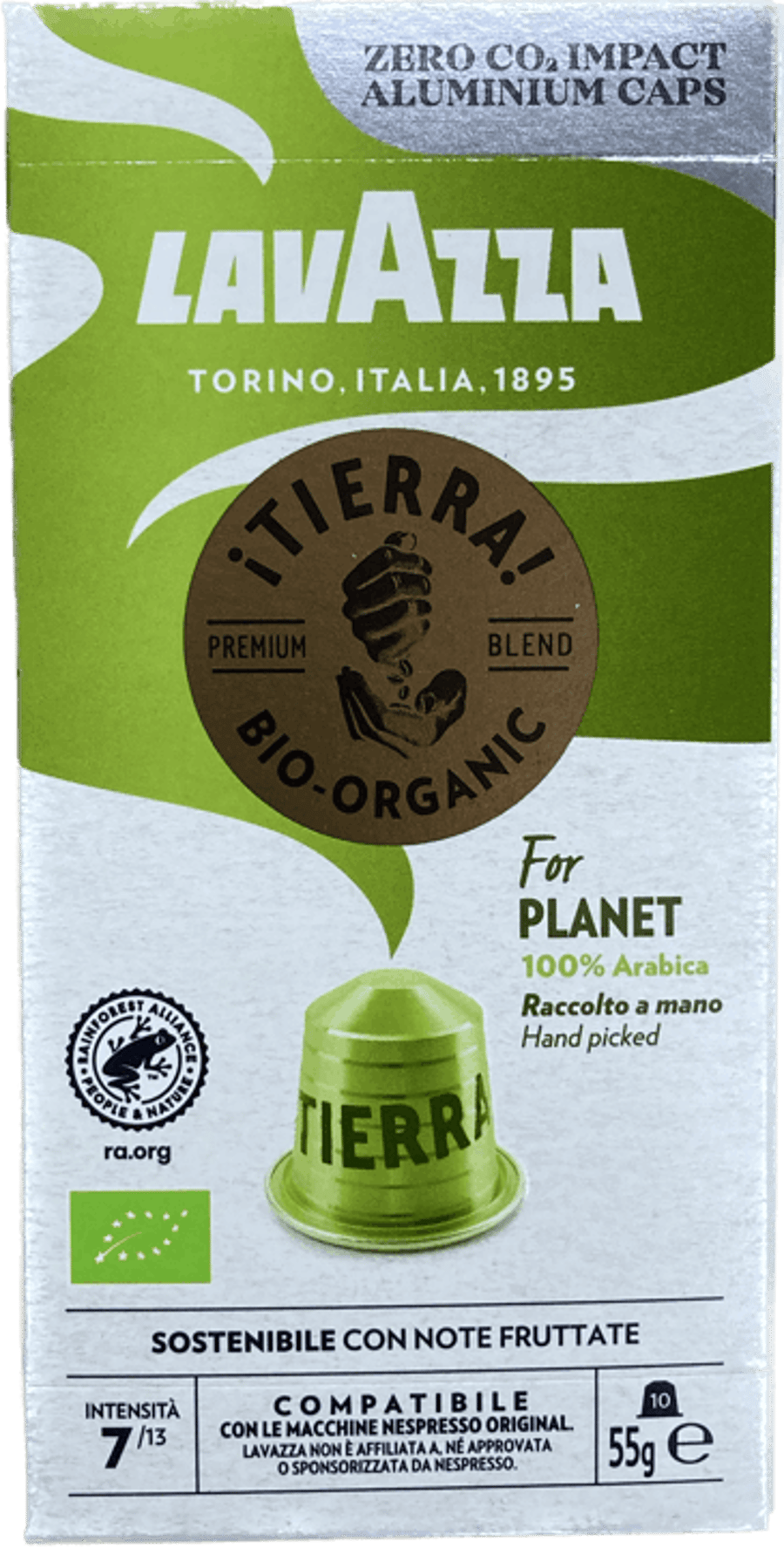 Lavazza Tierra For Planet Bio-Organic lífræn úrvalsblanda kaffihylki 55 g