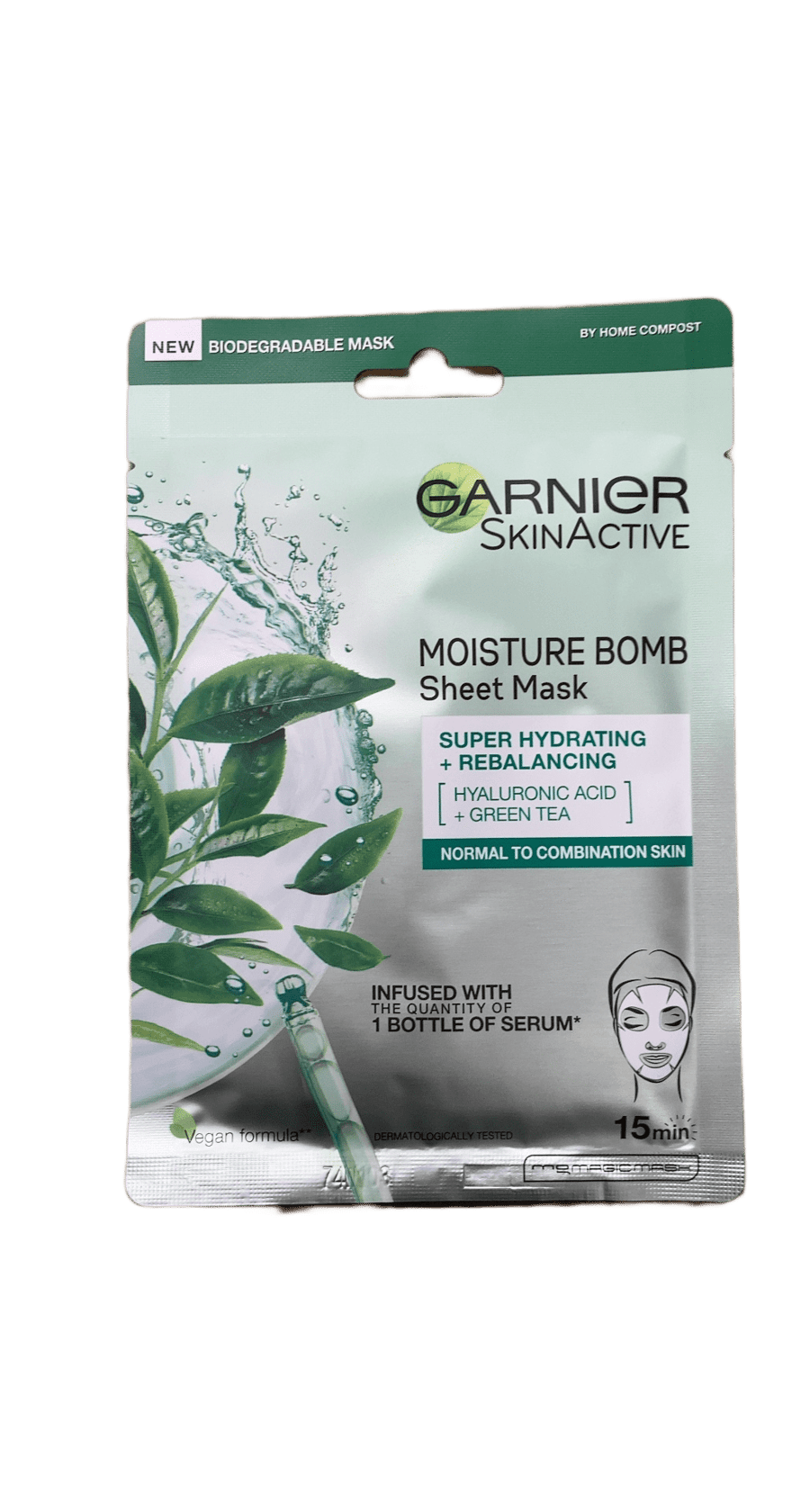 Garnier SkinActive Moisture Bomb ofurrakagefandi + jafnvægisstillandi andlitsmaski í örk 28 g