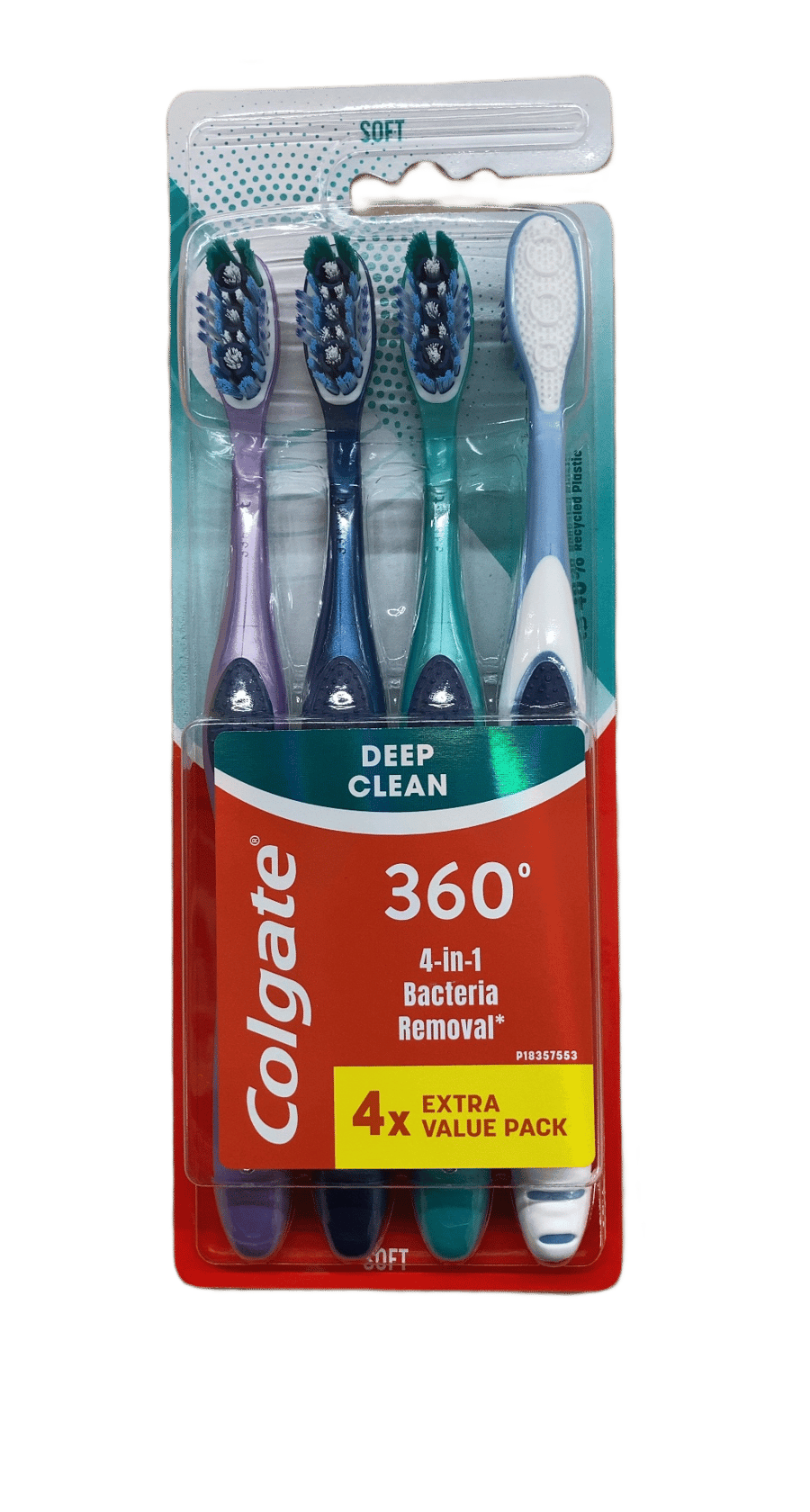 Colgate 360° Deep Clean Antibacterial Soft Toothbrushes, 4 pack