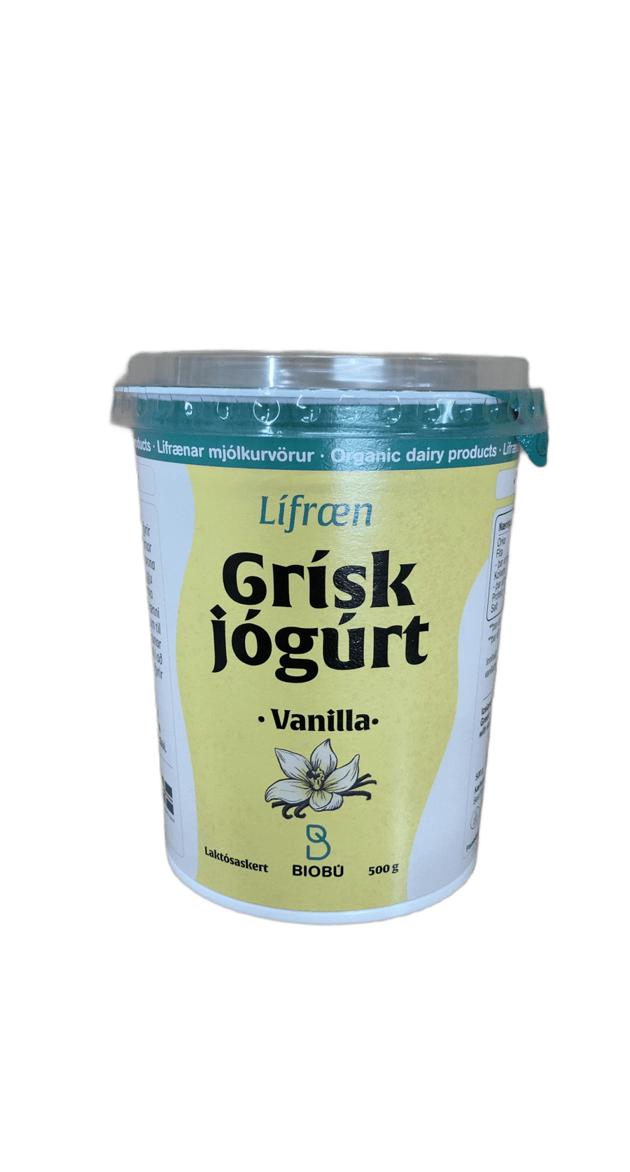 Biobú Lífræn Grísk Jógúrt Vanilla Laktósaskert 500 g