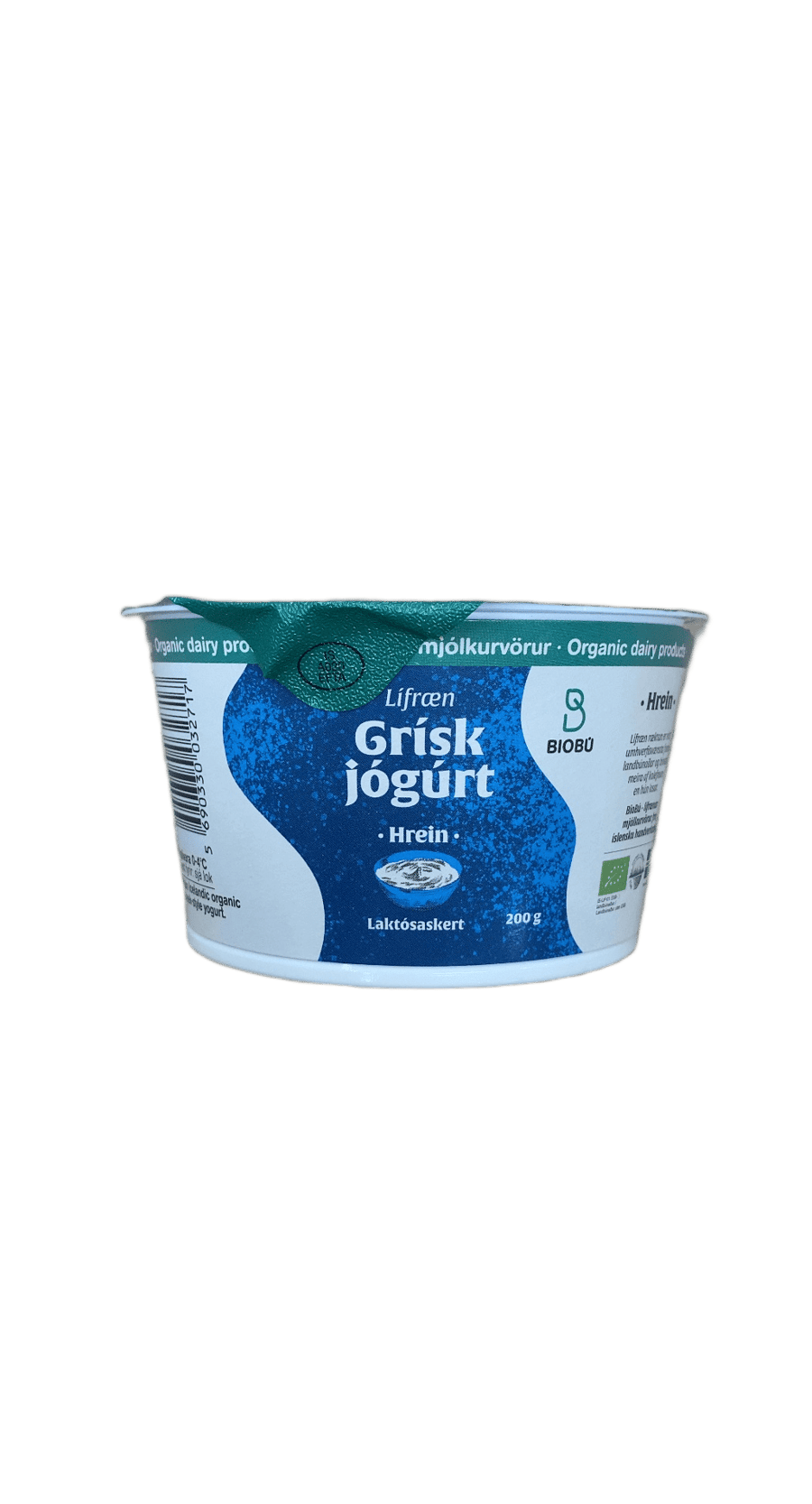 BioBú Lífræn Grísk Jógúrt Hrein Laktósaskert 200 g
