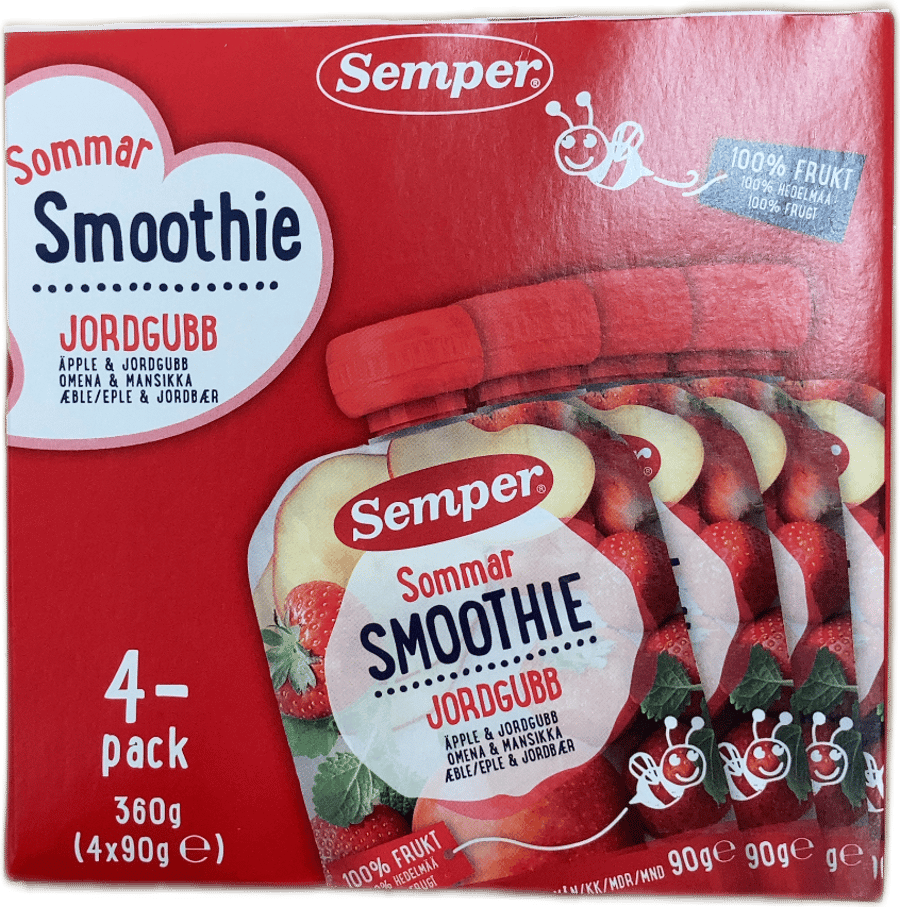 Semper Sumarsmoothie Epli og jarðarber 360 g