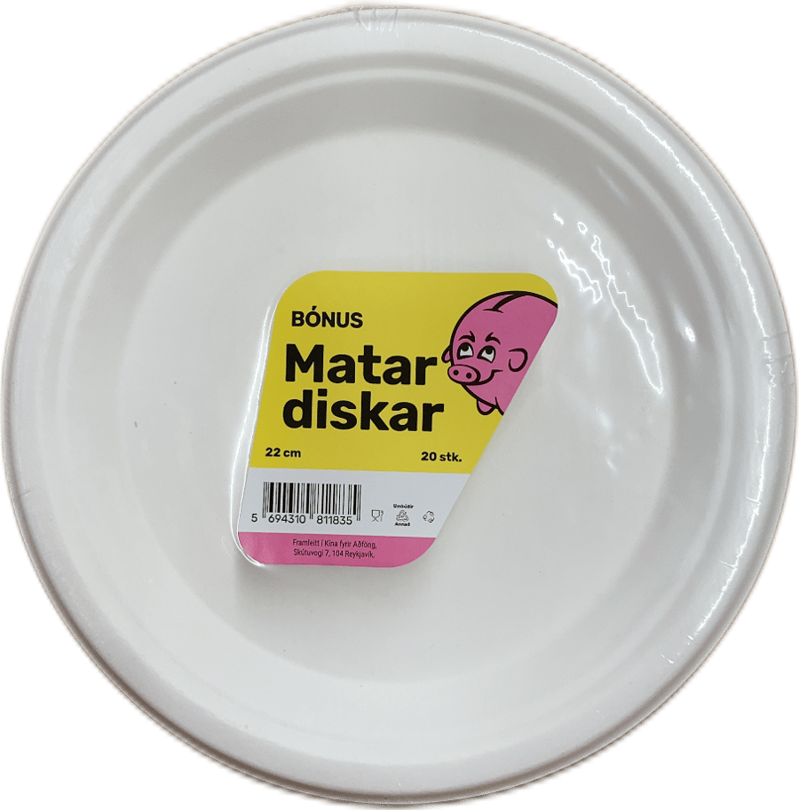 Bónus Matardiskar 22 cm 20 stk