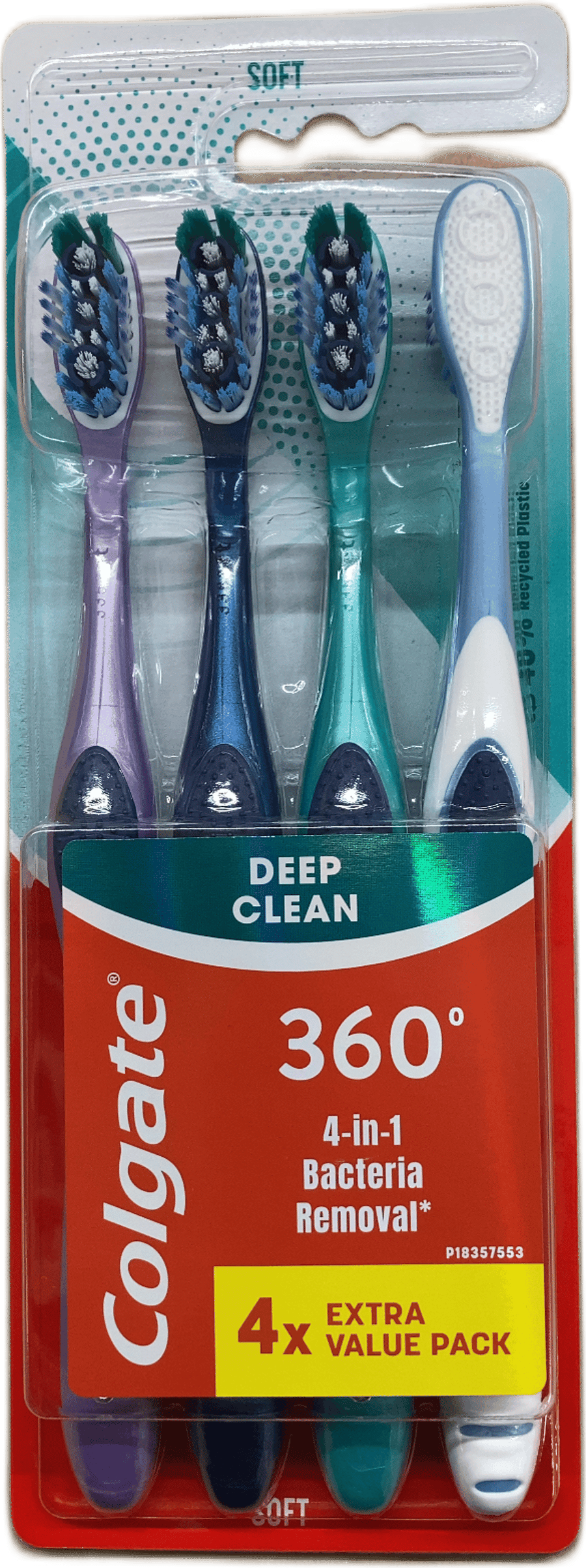 Colgate 360° Deep Clean Antibacterial Soft Toothbrushes, 4 pack