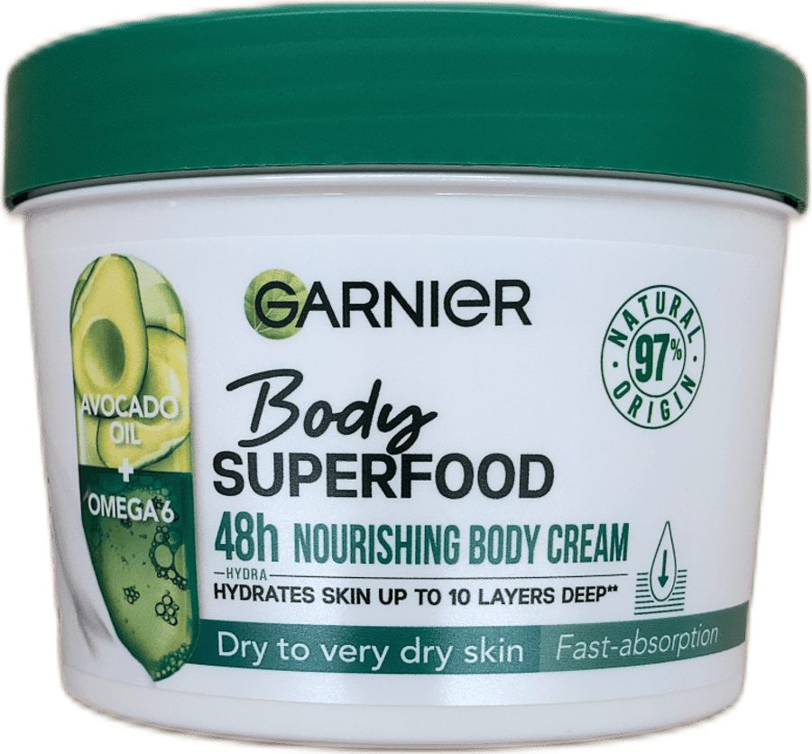 Garnier Body Superfood Avókadóolía & Omega 6 48 klst. nærandi líkamskrem 380 ml