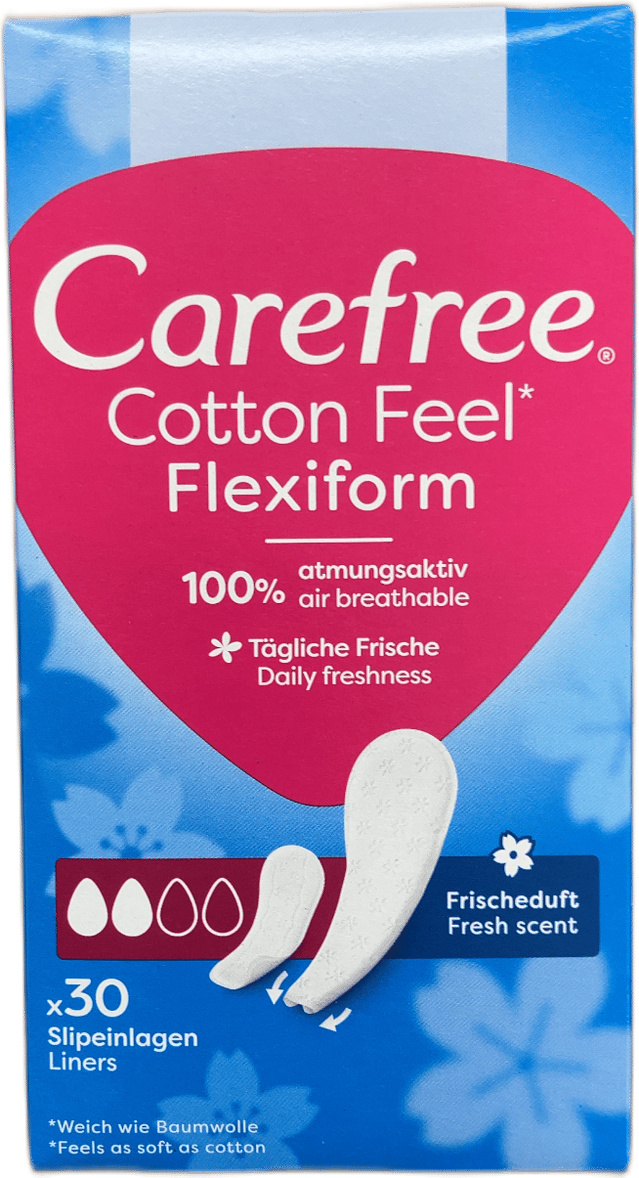 Carefree Cotton Feel Flexiform Fresh Scent nærbuxnainnlegg 30 stk