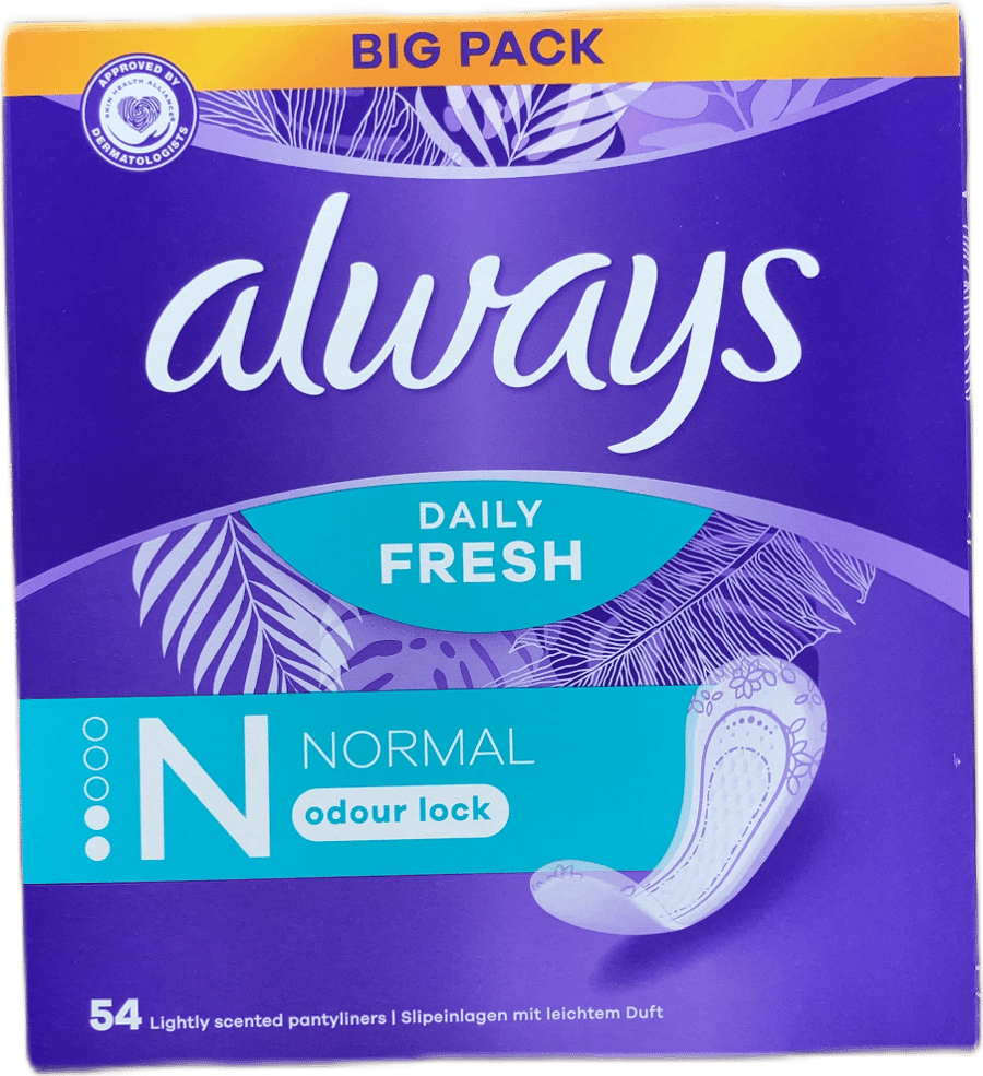 Always Daily Fresh Normal nærbuxnainlegg með léttum ilmi, 54 stk