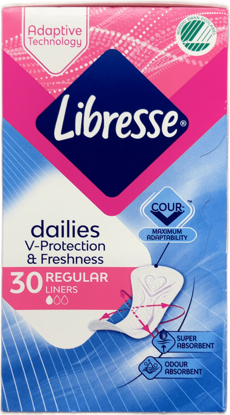 Libresse Dailies V-Protection & Freshness venjuleg nærbuxnainnlegg 30 stk