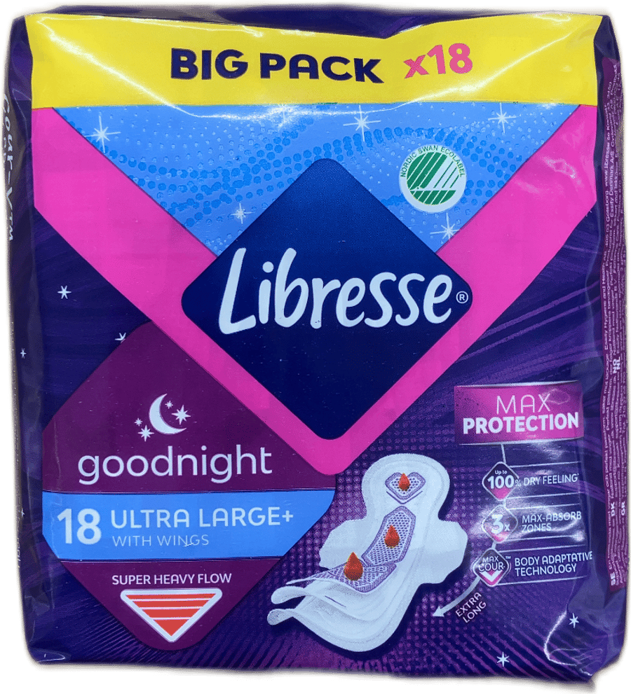 Libresse Goodnight Ultra Large+ með vængjum 18 stk