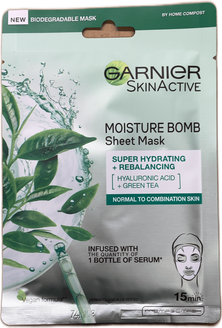 Garnier SkinActive Moisture Bomb ofurrakagefandi + jafnvægisstillandi andlitsmaski í örk 28 g