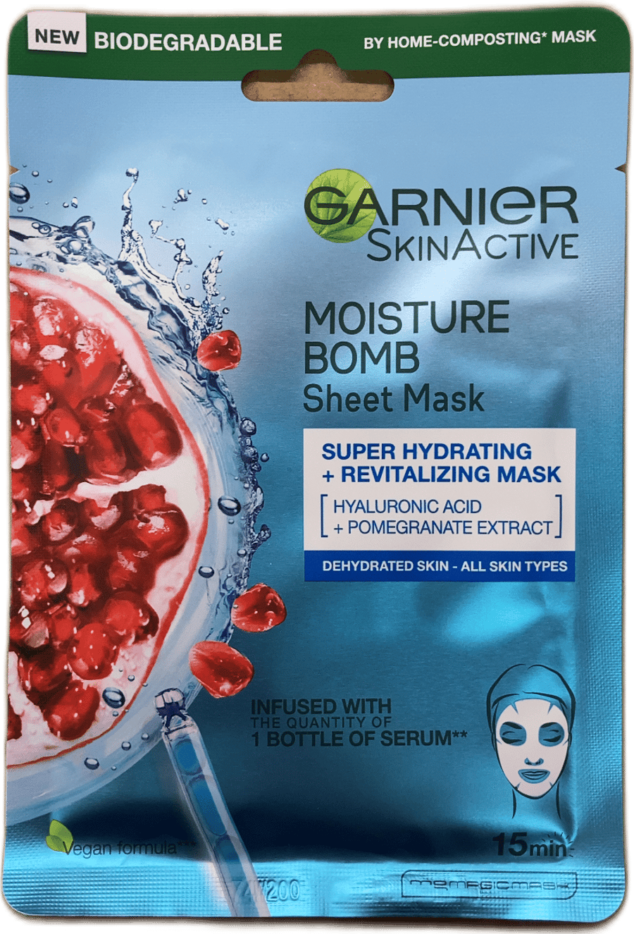 Garnier SkinActive Moisture Bomb ofurrakagefandi + endurlífgandi blaðmaski 28 g