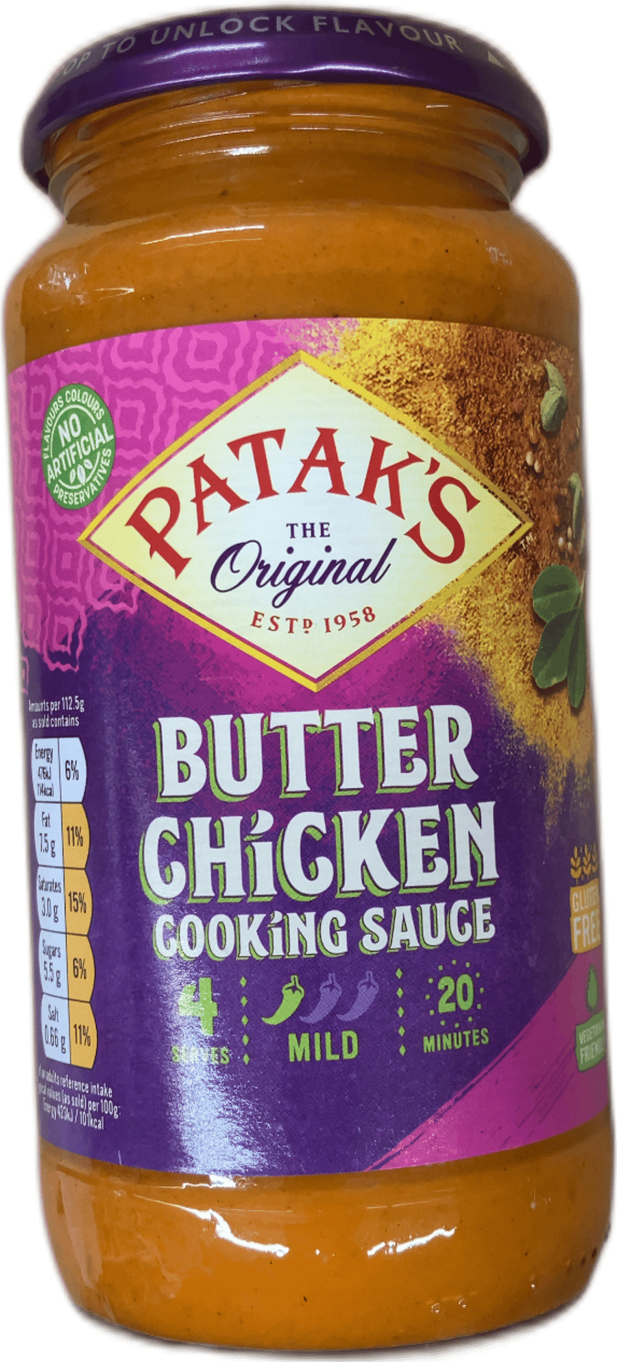 Patak's upprunaleg mild smjörkjúklingasósa 450 g