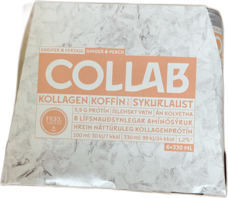 Collab Engifer & Ferskja Kollagen Koffín Sykurlaust 6 x 330 ml