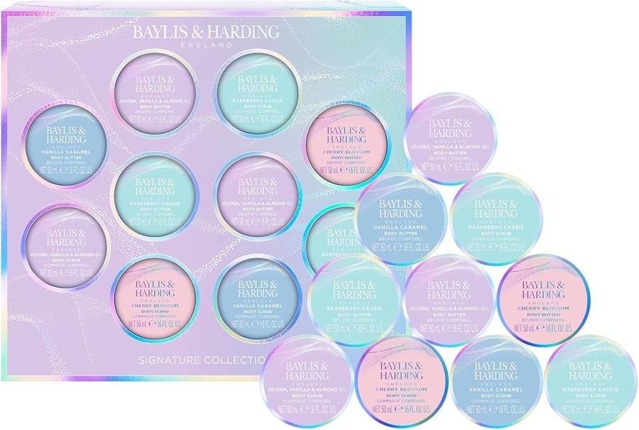 Baylis & Harding Jojoba, Vanilla & Almond Oil Body Scrub & Butter Discovery gjafasett