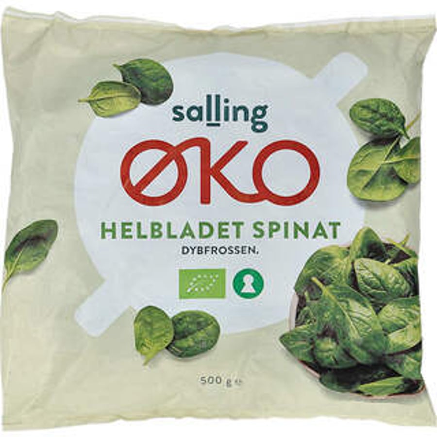 Salling ØKO lífrænt heilblaða spínat, hraðfryst 500 g