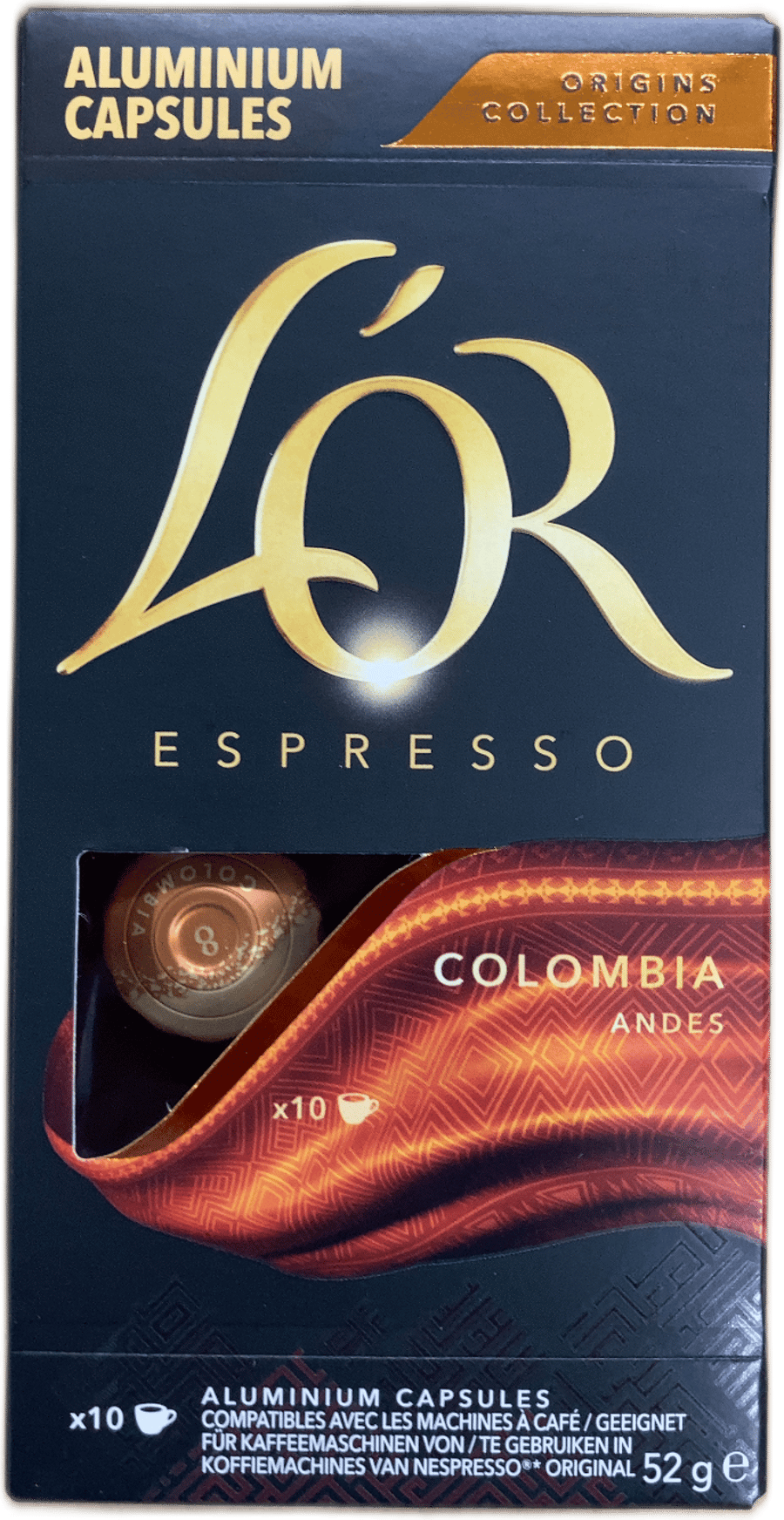 L'Or Espresso Colombia Andes kaffihylki 52 g